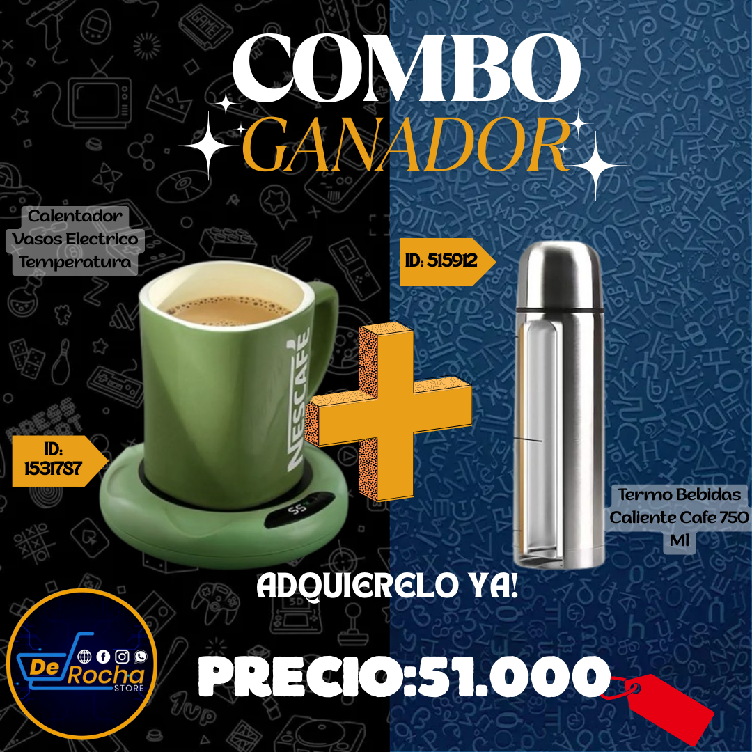 combo calentador vaso+termo bebidas